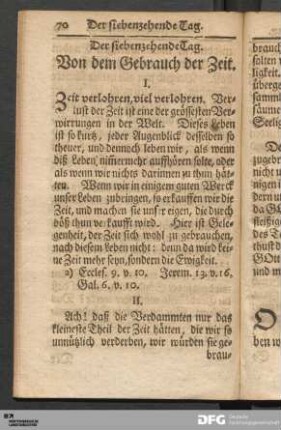 Der siebenzehende Tag. Von dem Gebrauch der Zeit.