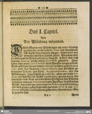 Das I. Capitel. Von der Pfändung insgemein