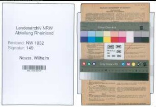 Entnazifizierung Wilhelm Neuss , geb. 16.08.1888 (Buergermeister)