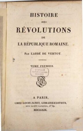 Histoire des révolutions de la république Romaine. 1