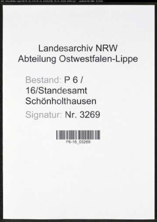 Heiratsregister Standesamt Schönholthausen