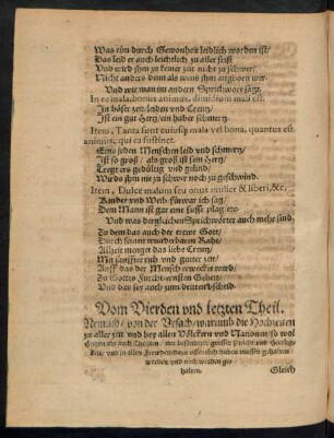 Vom Vierden und letzten Theil.