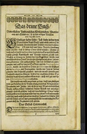 Das dritte Buch/ Von etlichen Indianischen Königreichen/ Provineien ...