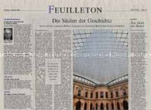 Fragment der Tageszeitung "Die Welt" zur Schlüsselübergabe des umgebauten Zeughauses an das DHM