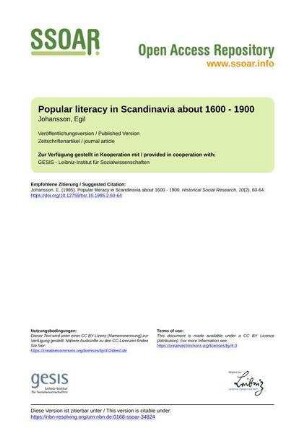 Popular literacy in Scandinavia about 1600 - 1900