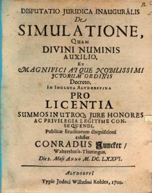 Dissertatio juridica inauguralis de simulatione