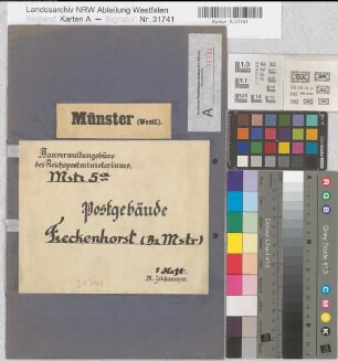 Freckenhorst (Warendorf) Postgebäude Lageplan, Grundrisse, Schnitt, Ansicht 1926 1 : 100/500 Heft mit 6 Einzelpausen Oberpostdirektion Münster
