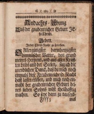 Andachts-Ubung Aus der gnadenreichen Geburt Jesu Christi