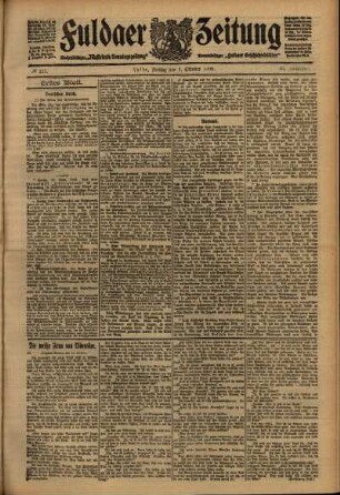 Erste Ausgabe vom Freitag, den 01. Oktober 1909.