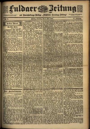 Erste Ausgabe vom Dienstag, den 01. Mai 1900.