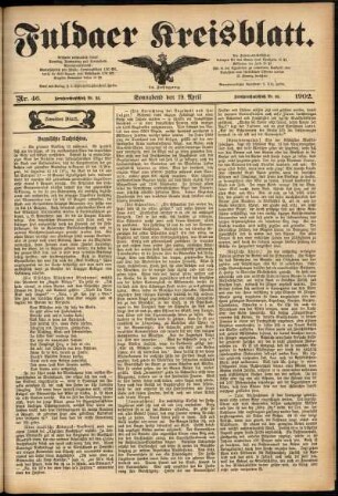Zweite Ausgabe vom Samstag, den 19. April 1902.
