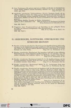 II. Griechische, ägyptische, etruskische und römische Bronzen (Nr. 90 - 174)