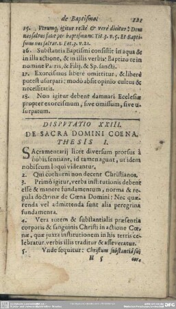 Disputatio XXIII. De Sacra Domini Coena