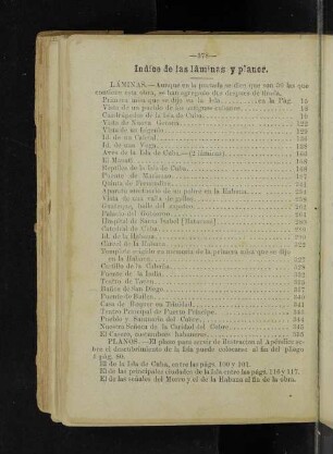 Indice de las làminas y planos.