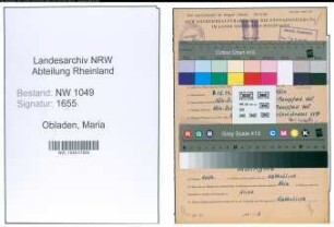 Entnazifizierung Maria Obladen , geb. 12.11.1905 (Saengerin)