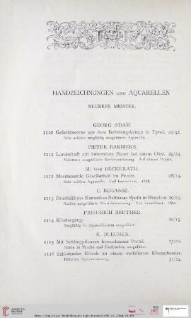 Handzeichnungen und Aquarellen neuerer Meister