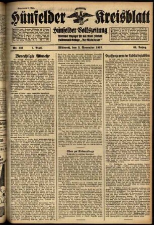 Erste Ausgabe vom Mittwoch, den 03. November 1937.