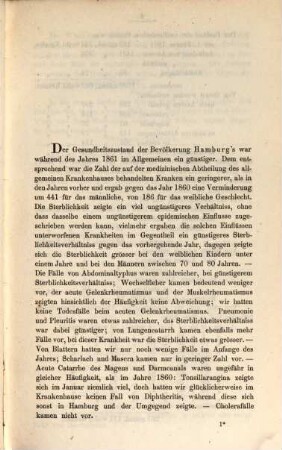 Klinische Mittheilungen von der Medicinischen Abtheilung des Allgemeinen Krankenhauses in Hamburg : aus d. Jahre ... 1861, 1861 (1863)