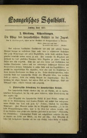 ¬Die¬ Pflege des sympathetischen Gefühls in der Jugend