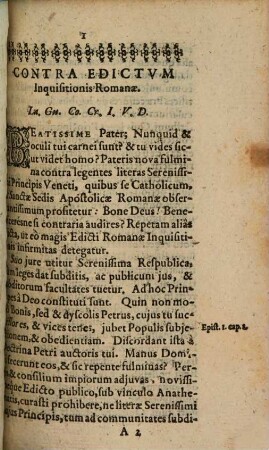 Ad Paulum V. pontificem maximum epistolae IV. clarissimorum Italiae iurisconsultorum paraenetica, quibus iustitia caussae Venetae, censurae nullitas, ac belli incommoda proponuntur
