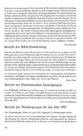 Bericht der Plattdeutschen Sprachgruppe