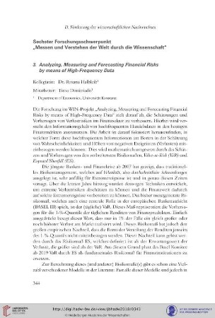 3. Analyzing, Measuring and Forecasting Financial Risks by means of High-Frequency Data