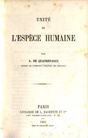 Unité de l'espèce humaine