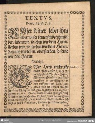Leichenpredigt : Textus