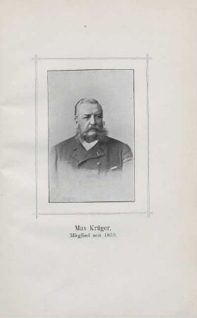 Tafel: Max Krüger, Mitglied seit 1859