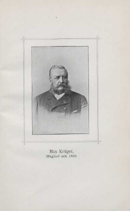 Tafel: Max Krüger, Mitglied seit 1859