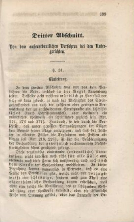 Dritter Abschnitt. Von dem außerordentlichen Verfahren bei den Untergerichten.