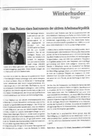 ABM - Vom Nutzen eines Instruments der aktiven Arbeitsmarktpolitik