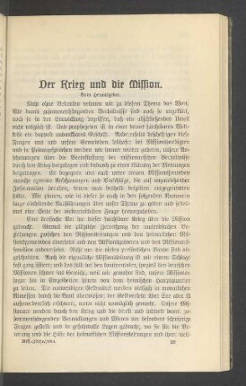Der Krieg und die Mission