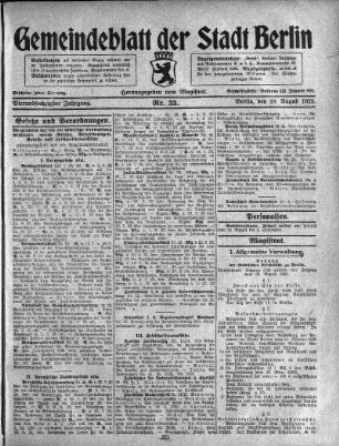 1923,33: Nr. 33, 19. August 1923