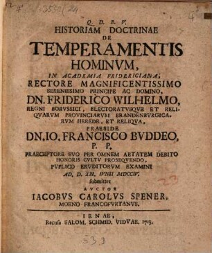 Historiam doctrinae de temperamentis hominum