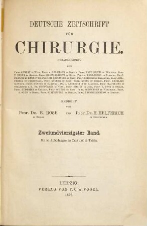 Deutsche Zeitschrift für Chirurgie. 42. 1896
