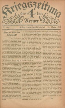 1918: Kriegszeitung der 4ten Armee