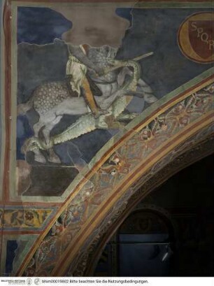 Biblische und hagiographische Szenen, Fabeln von Aesop, Jagd-, Kampf- und Monatsdarstellungen, Drachenkampf eines Reiters