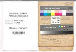 Entnazifizierung Hermann Hegener, geb. 24.07.1881 (Kaufmann)