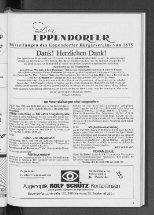 An Veranstaltungen sind vorgesehen: