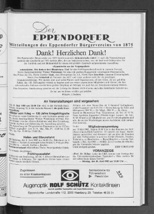 An Veranstaltungen sind vorgesehen: