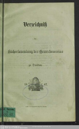 Verzeichniß der Büchersammlung des Gewerbevereins zu Dresden