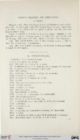 Various readings and corrections