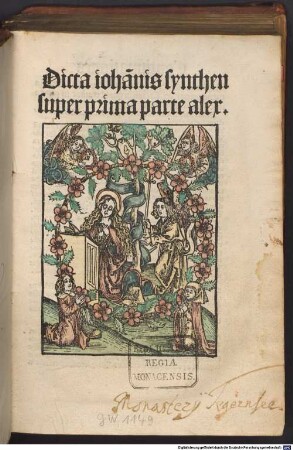 Doctrinale : P. 1-2, mit Glosse von Johannes Synthen. P. 1 ohne Glosse zur Vorrede. Mit Tabula, 1