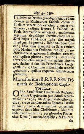 Monasterium R. R. P. P. SSS. Trinitatis de Redemptione Captivorum.