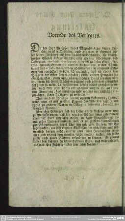 Vorrede des Verlegers