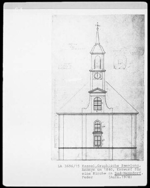 Aufriss der Hauptfassade einer neuen Kirche in Bad Nenndorf