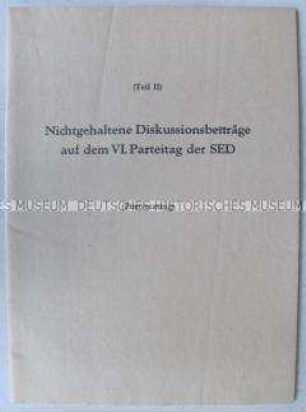 Dokumentation zum VI. Parteitag der SED