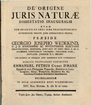 Diss. ... de origine iuris naturae