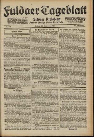 Erste Ausgabe vom Freitag, den 23. Dezember 1921.